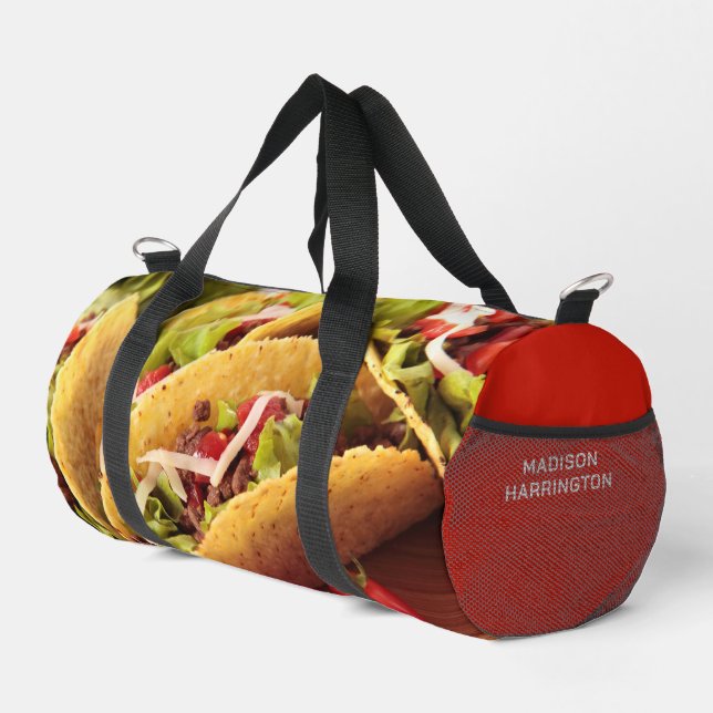 Custom Name Mexican Food Duffle Bag (Right Corner)