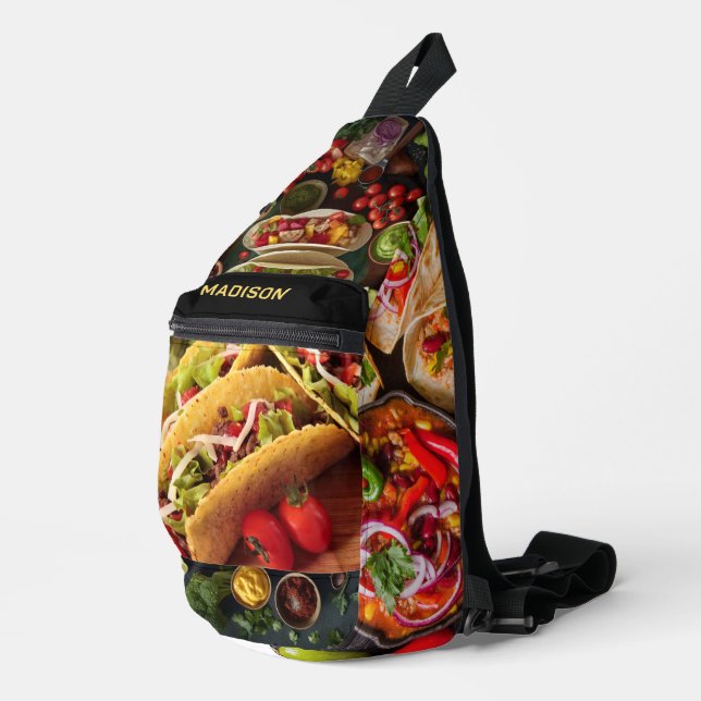 Custom Name Mexican Food Sling Bag (Right Corner)