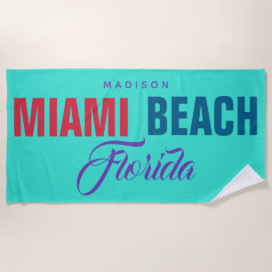 Custom name Miami Beach Florida Towel