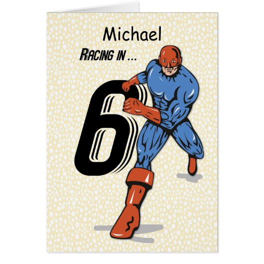 Custom Name, Michael, 6th Birthday Superhero Cards (Front)