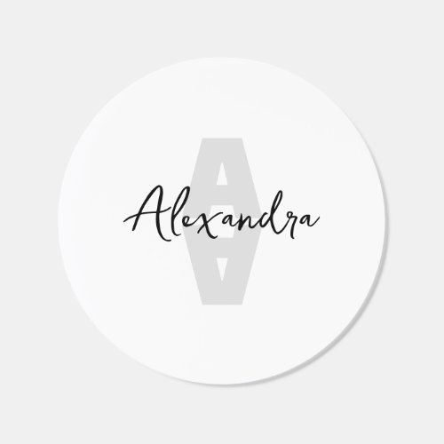 Custom Name Minimal Monogram Classic Round Sticker