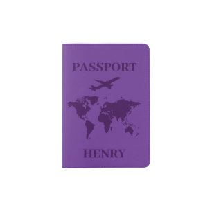 Custom Name Minimal Personalized Purple Passport Holder