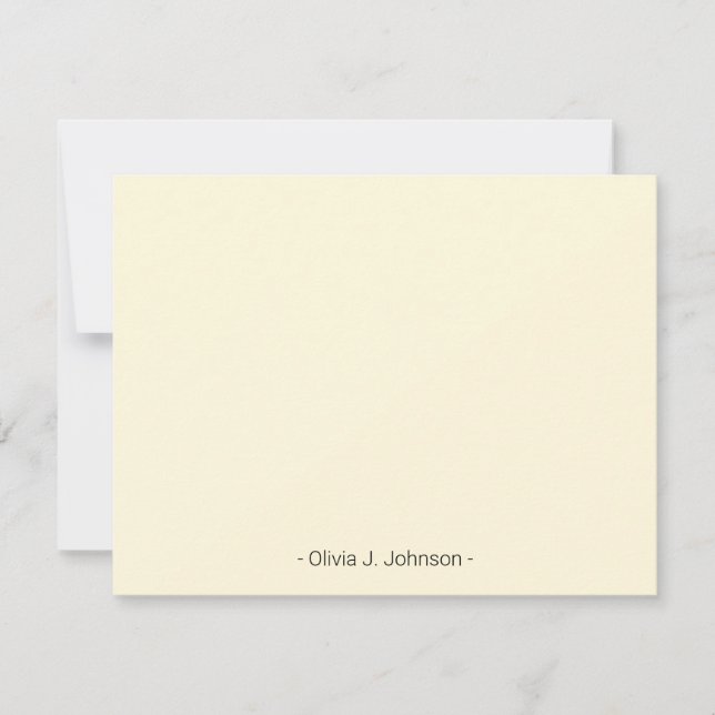 Custom Name Minimalist Cream Flat Note Card (Front)