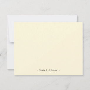 Custom Name Minimalist Cream Flat Note Card