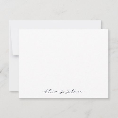 Custom Name Minimalist Elegant Flat Note Card