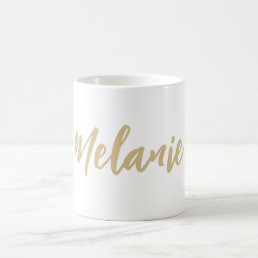 Custom Name Minimalist Gold White Coffee Mug