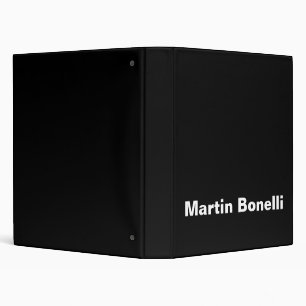 Custom Name Minimalist Modern Black White 3 Ring Binder