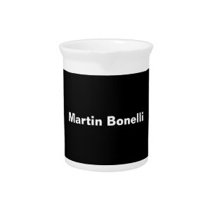 Custom Name Minimalist Modern Black White Beverage Pitcher