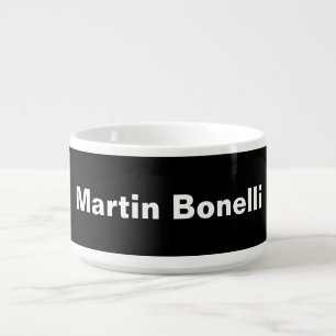 Custom Name Minimalist Modern Black White Bowl
