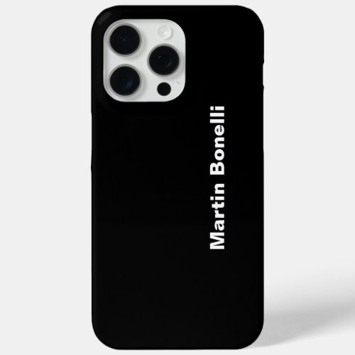 Custom Name Minimalist Modern Black White iPhone 15 Pro Max Case