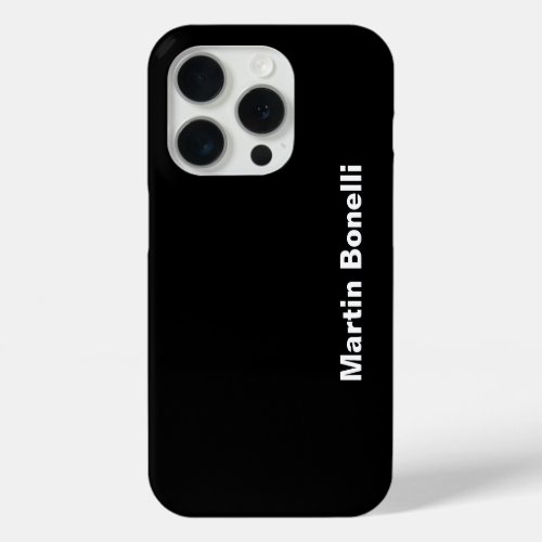 Custom Name Minimalist Modern Black White iPhone 15 Pro Case