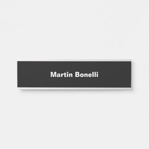 Custom Name Minimalist Modern Black White Door Sign