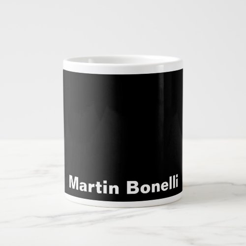 Custom Name Minimalist Modern Black White Giant Coffee Mug