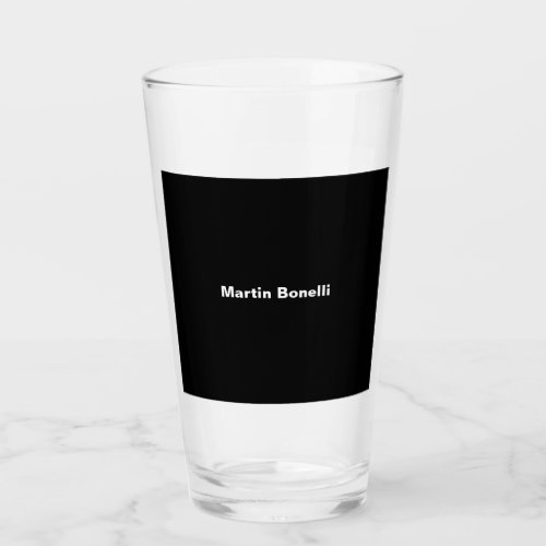 Custom Name Minimalist Modern Black White Glass