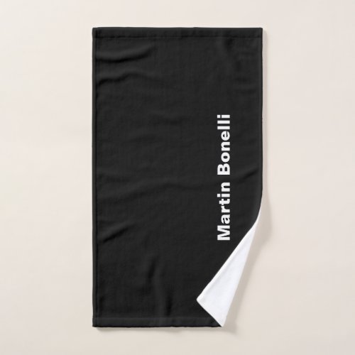 Custom Name Minimalist Modern Black White Hand Towel