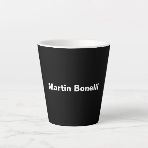 Custom Name Minimalist Modern Black White Latte Mug