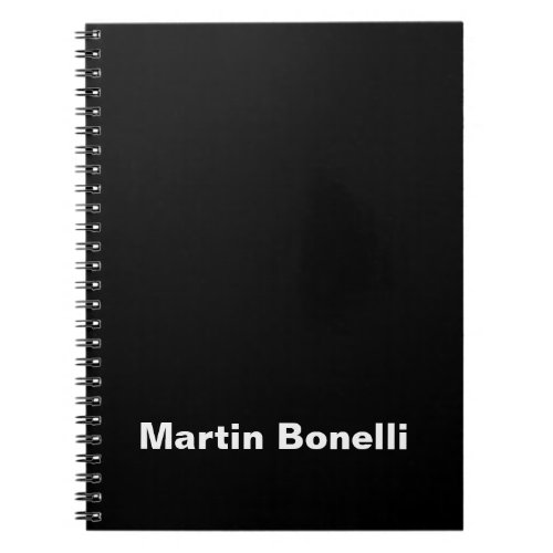 Custom Name Minimalist Modern Black White Notebook
