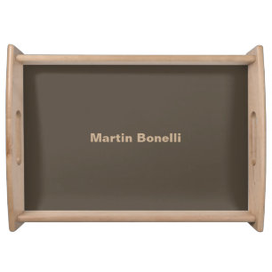 Custom Name Minimalist Modern Black White Serving Tray