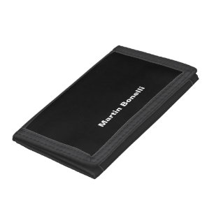 Custom Name Minimalist Modern Black White Tri-fold Wallet