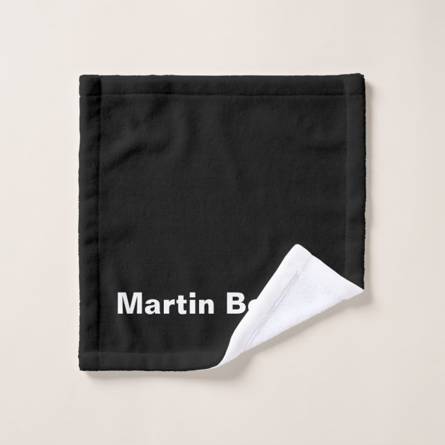 Custom Name Minimalist Modern Black White Wash Cloth (Wash Cloth)