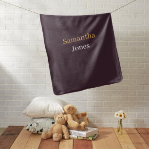 Custom name minimalist modern burgundy baby blanket