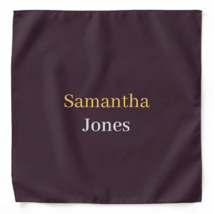 Custom name minimalist modern burgundy bandana