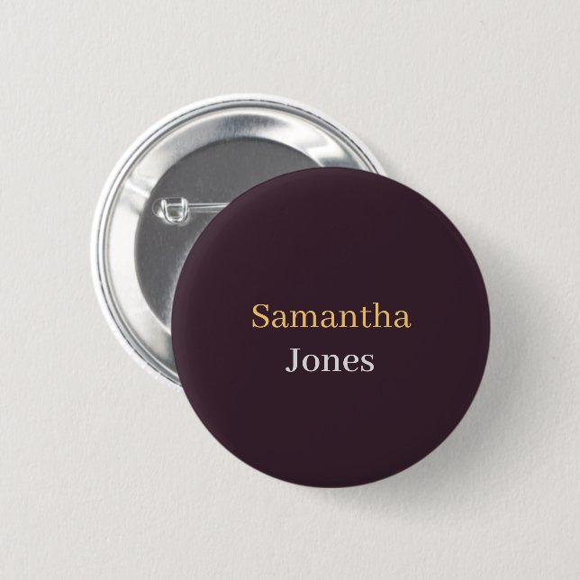 Custom name minimalist modern burgundy button (Front & Back)
