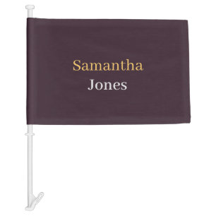 Custom name minimalist modern burgundy car flag