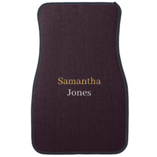 Custom name minimalist modern burgundy car floor mat