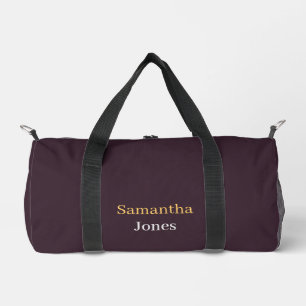 Custom name minimalist modern burgundy duffle bag