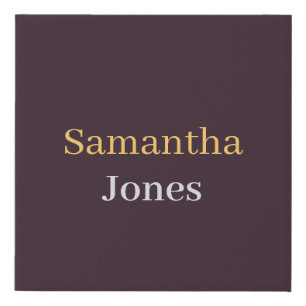 Custom name minimalist modern burgundy faux canvas print