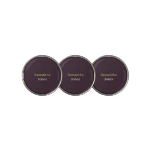 Custom name minimalist modern burgundy golf ball marker