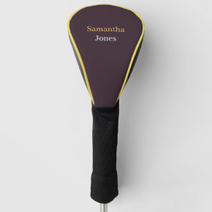 Custom name minimalist modern burgundy golf head cover