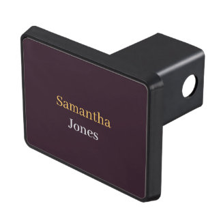 Custom name minimalist modern burgundy hitch cover