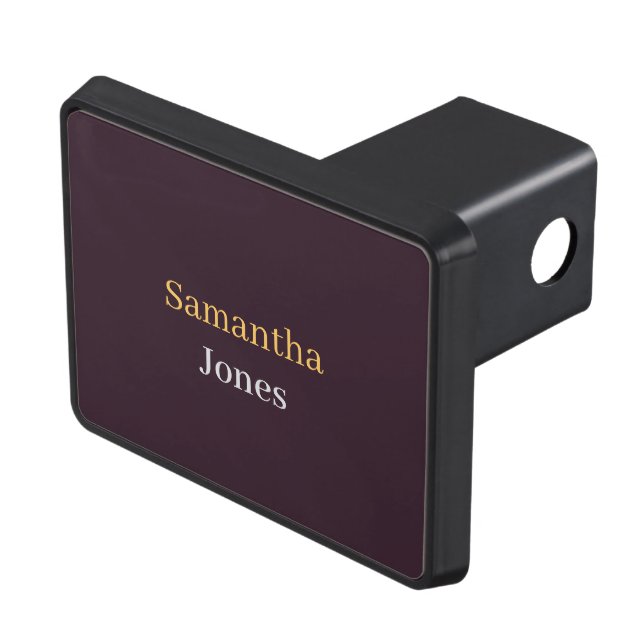 Custom name minimalist modern burgundy hitch cover (Top Right)