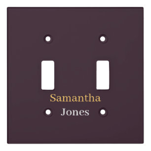Custom name minimalist modern burgundy light switch cover