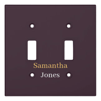 Custom name minimalist modern burgundy light switch cover