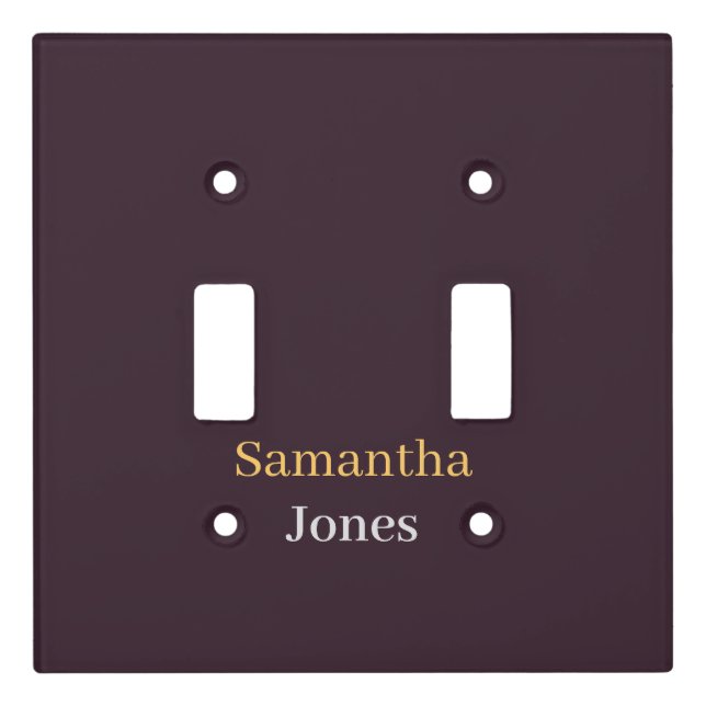 Custom name minimalist modern burgundy light switch cover (Front)