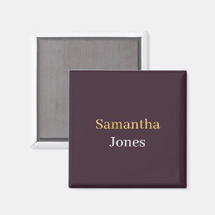 Custom name minimalist modern burgundy magnet