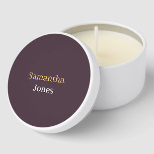 Custom name minimalist modern burgundy mini candle favors