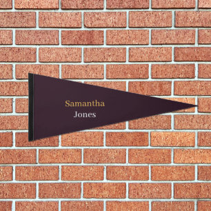 Custom name minimalist modern burgundy pennant flag