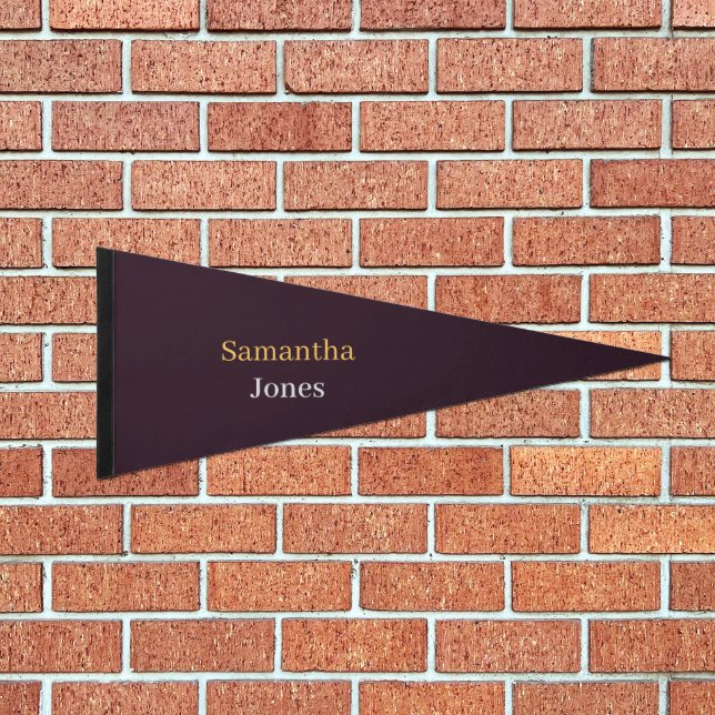 Custom name minimalist modern burgundy pennant flag (Front)
