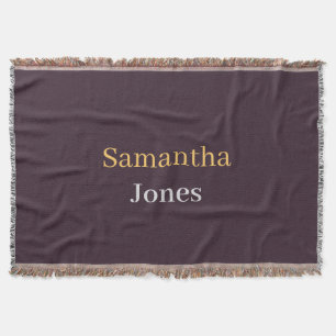 Custom name minimalist modern burgundy throw blanket
