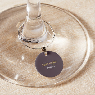 Custom name minimalist modern burgundy wine charm