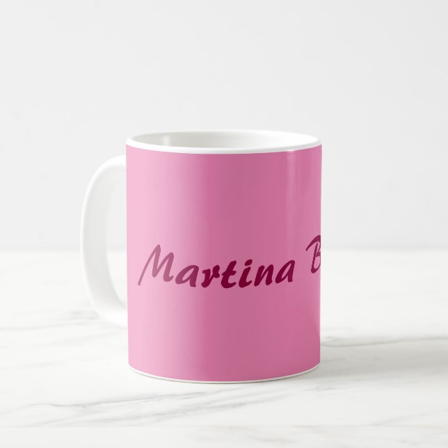 Custom Name Minimalist Modern Pink Coffee Mug (Front Left)