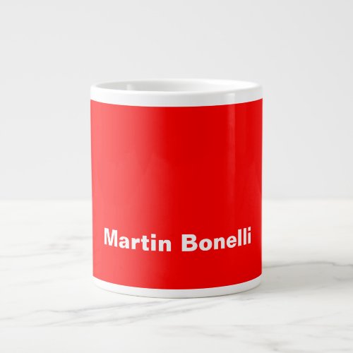 Custom Name Minimalist Modern Red White Giant Coffee Mug