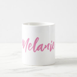 Custom Name Minimalist Pink White Coffee Mug