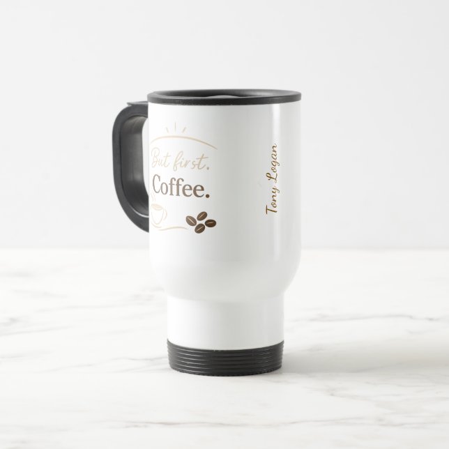 Custom Name Minimalist Travel Mug (Front Left)