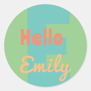 custom name – Mint Coral Pink Palm Springs 50s Classic Round Sticker