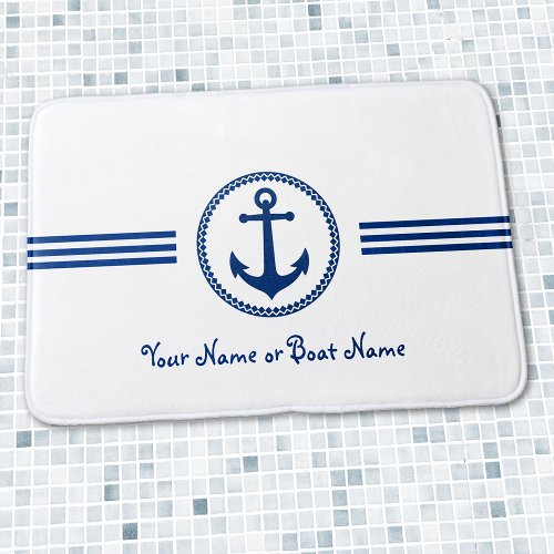 Custom Name Modern Anchor Bath Mat